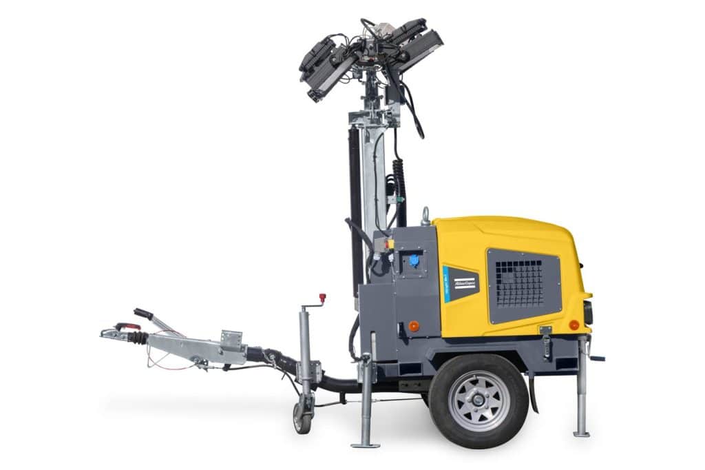 Atlas Copco HiLight M+7 mobil világítótorony egytengelyes utánfutón
